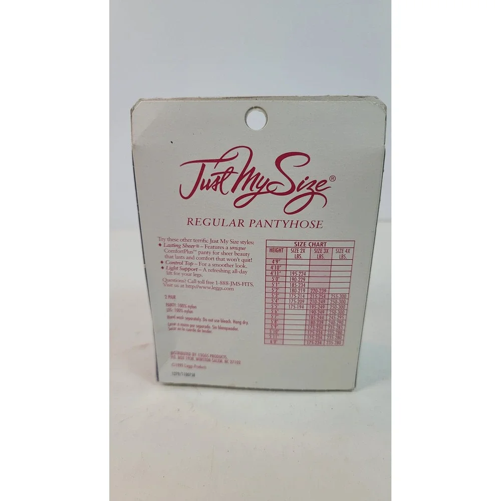 Just My Size Regular Pantyhose 2 Pair Pack Suntan 4X Reinforced Toe Vintage 1999
